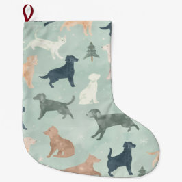 Grande Meia de Natal com Silhueta de Pet em Aquarela