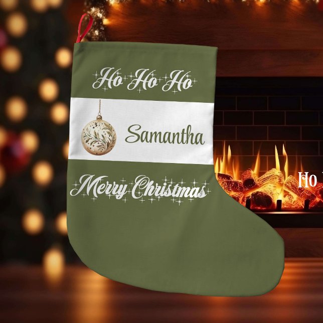 Grande Meia de Natal com Tom Terroso Personalizada (Personalized Earthy Tone Christmas Stocking)