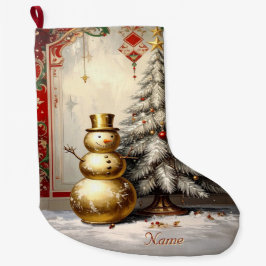 Grande Meia De Natal De Árvore De Natal De Homem De Neve 