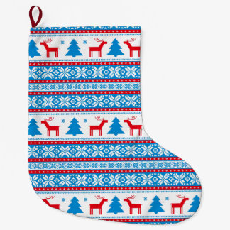 Grande Meia de Natal de Rena Fair Isle Nórdica