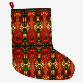 Grande Meia de Natal de Vidro Colorido Ornamentado