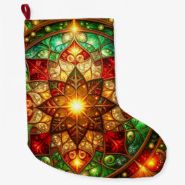 Grande Meia de Natal Decorativa Verde Vermelha