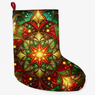 Grande Meia de Natal Decorativa Verde Vermelha