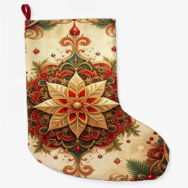 Grande Meia de Natal Decorativa Vermelha Verde