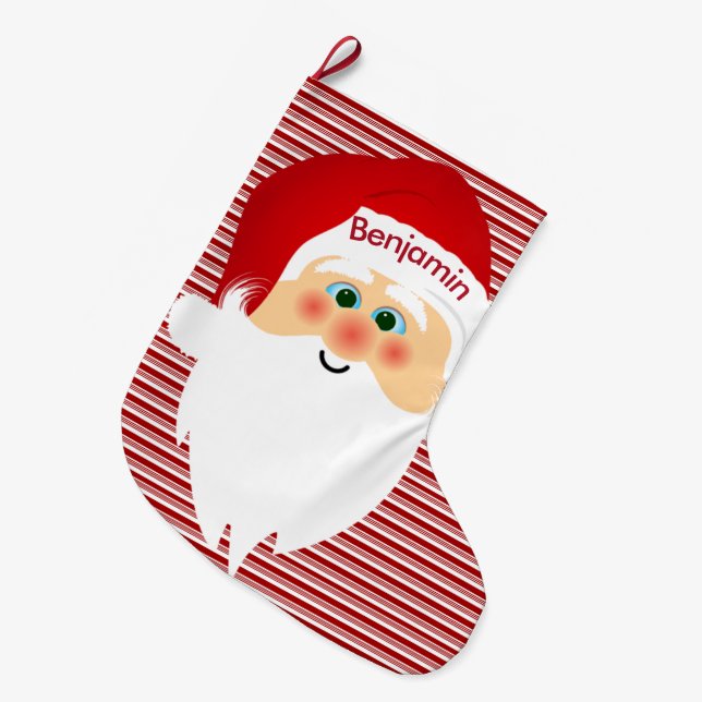 Grande Meia de Natal do Papai Noel com Listras de Pepperm (Frente (Pendurada))