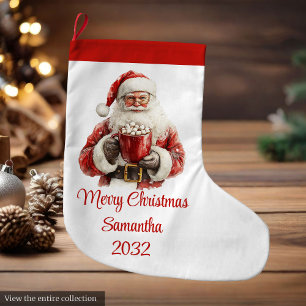 Grande Meia de Natal editável do Papai Noel elegante