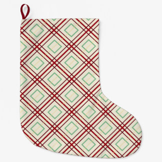 Grande Meia de Natal Geométrica Xadrez Argyle Vintage