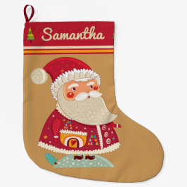 Grande Meia de Natal Papai Noel Vintage