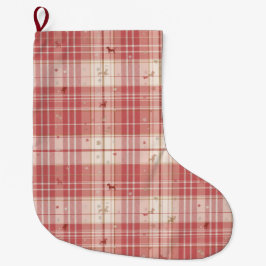 Grande Meia de Natal para Cachorro em Xadrez Rosa Elegant