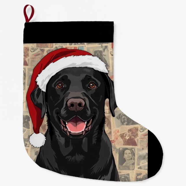 Grande Meia de Natal para labrador preto (Frente)