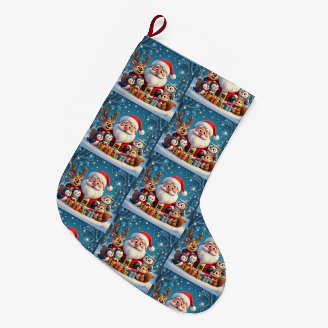 Grande Meia de Natal Personalizada com Memórias (Frente (Pendurada))