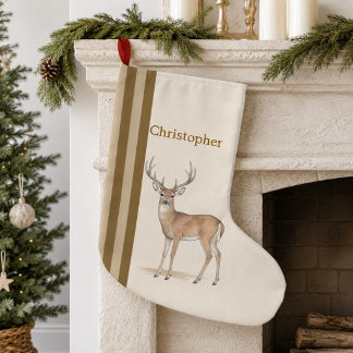 Grande Meia de Natal personalizada com veado da floresta