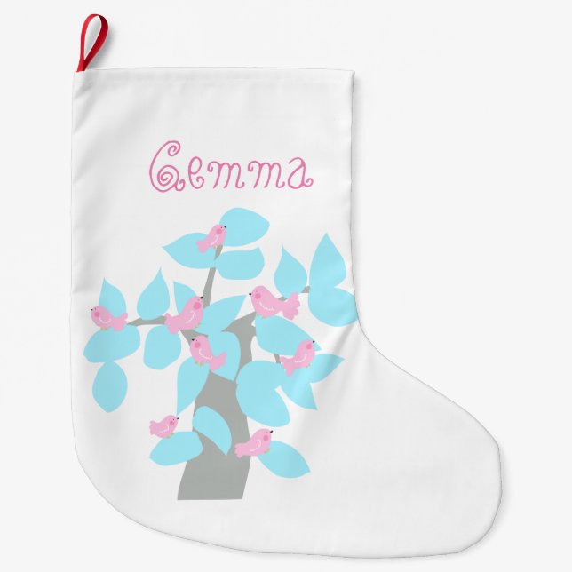 Grande Meia de Natal personalizada da árvore de inverno (Frente)