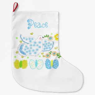 Grande Meia de Natal personalizada da pomba da paz