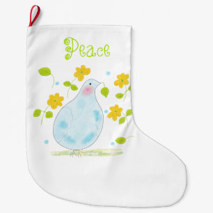 Grande Meia de Natal personalizada da pomba da paz