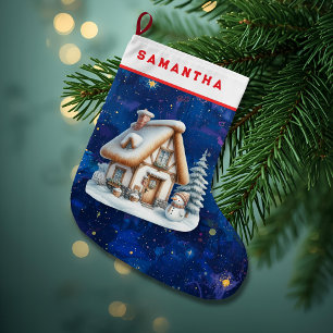 Grande Meia de Natal Personalizada de Boneco de Neve e Ca
