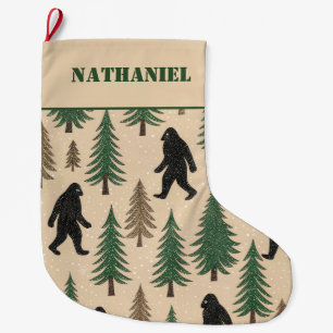 Grande Meia de Natal Personalizada de Duas Faces do Yeti