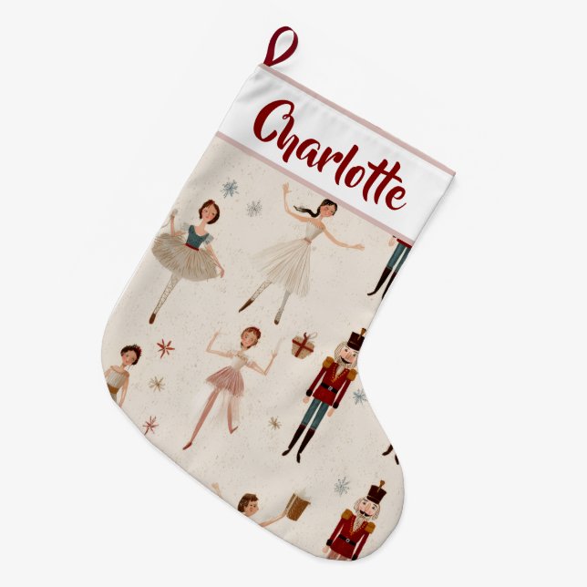 Grande Meia de Natal Personalizada do Quebra-Nozes (Frente (Pendurada))