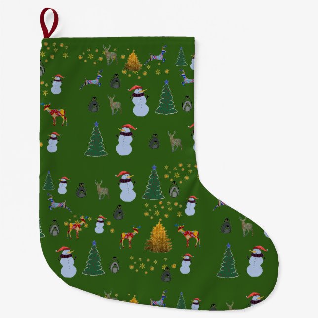 Grande Meia de Natal Personalizada Feliz (Frente)