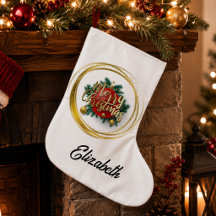 Meia de Natal Personalizada Golden Merry Christmas