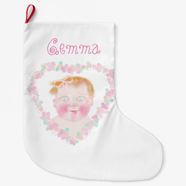 Grande Meia de Natal personalizada para bebé fofa (Frente)