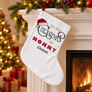 Grande Meia de Natal Personalizada Primeiro Natal como Ma