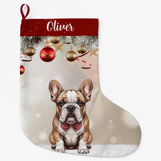 Grande Meia de Natal Personalizável de Cachorrinho Fofinh (Frente)