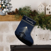 Meia de Natal Silhueta da Natividade à Meia-Noite