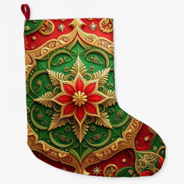 Grande Meia de Natal Vermelha Dourada