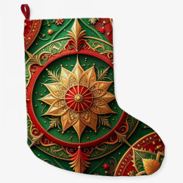Grande Meia de Natal Vermelho Dourado