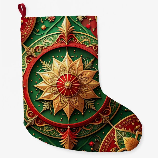 Grande Meia de Natal Vermelho Dourado (Frente)
