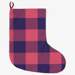 Grande Meia de Natal Xadrez Rosa Magenta Índigo