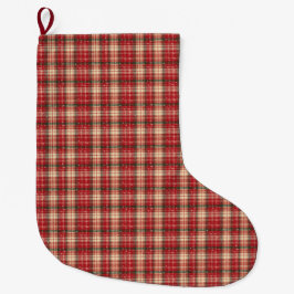 Grande Meia de Natal Xadrez Vermelho e Verde Clássico
