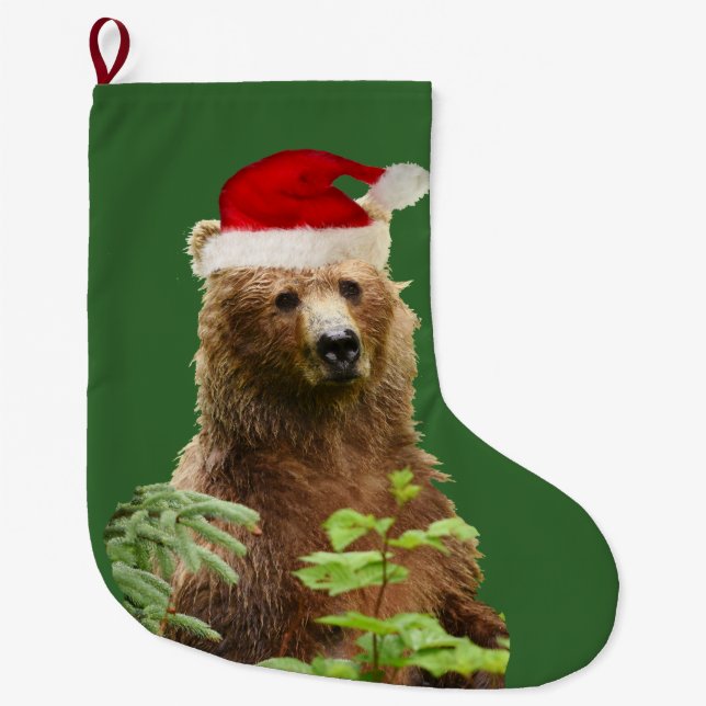 Grande Meia do Natal com urso de urso (Frente)