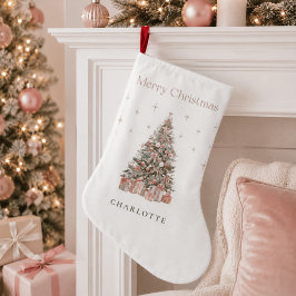 Grande Meia Personalizada Árvore de Natal Rosa Moderno