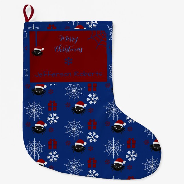 Grande Meia Personalizada de Natal com Aranha Fofa (Frente)