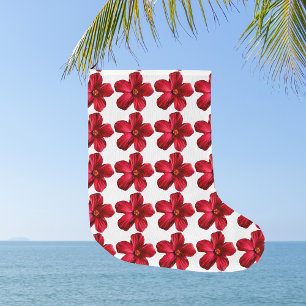 Grande Meia vermelha do Natal do teste padrão de flor do