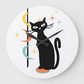 Grande Meio século Atômico de gato com relógio de lua