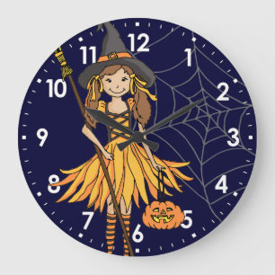 Grande Meninas, bonitinha, relógio de halloween