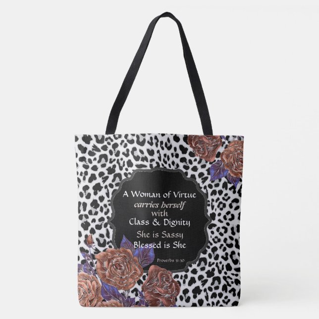 Grande Mulher de Virtude Leopard Bolsa (Frente)