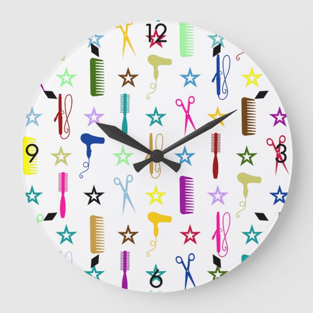 Grande Multicoloração de Matizes Chic no Relógio de Pared (Frente)