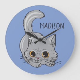 Grande Nome personalizado do Kitten e relógio da parede d