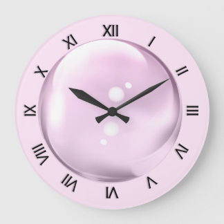 Grande Números Pretos do Relógio de Bolhas Rosa Exclusivo