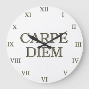 Grande Números romanos do relógio branco Carpe Diem