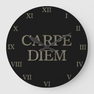 Grande Números romanos do relógio preto Carpe Diem
