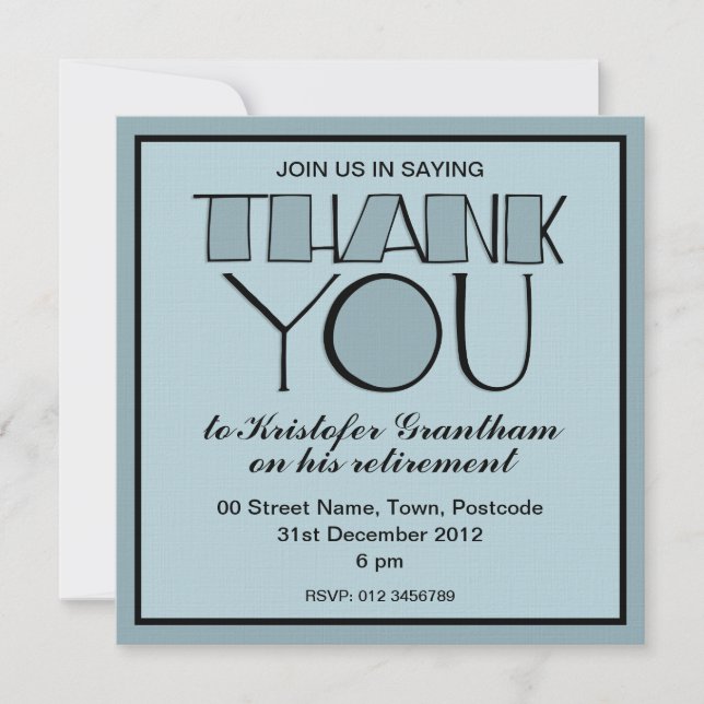 Grande Obrigado, Convite Azul De Reforma (Frente)