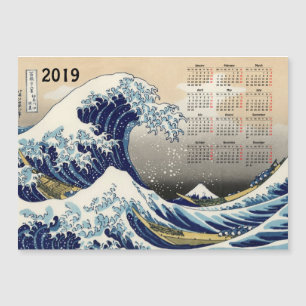 Grande onda do cartão magnético calendário Kanagaw