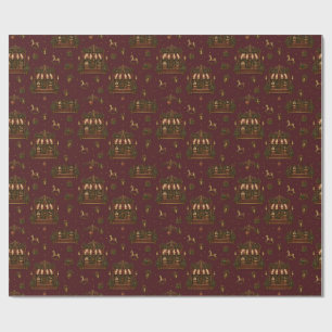 Grande Papel de Presente de Natal Europeu Burgundy