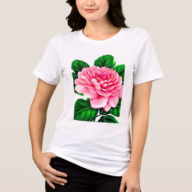 Grande Pensão Rosa com Folhas Verde Esmeraldas (Frente)