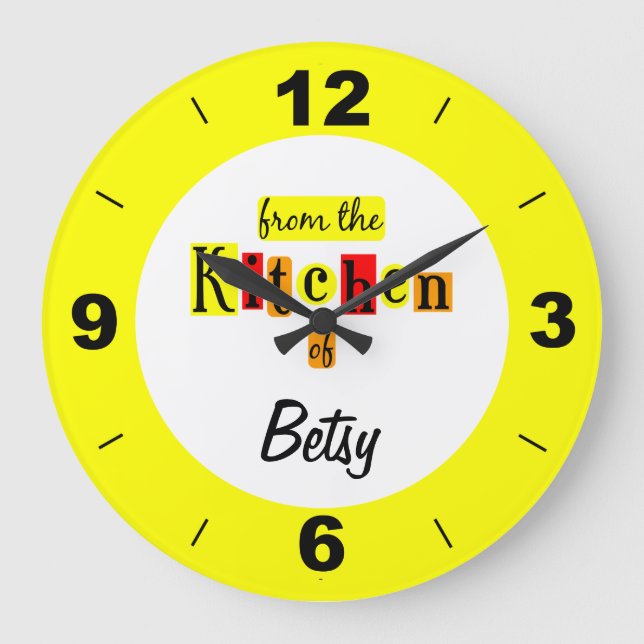 Grande Personalizado Da Cozinha De Relógio Amarelo (Frente)